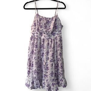 Purple Floral Smocked Mini Dress XL New Back to School New
